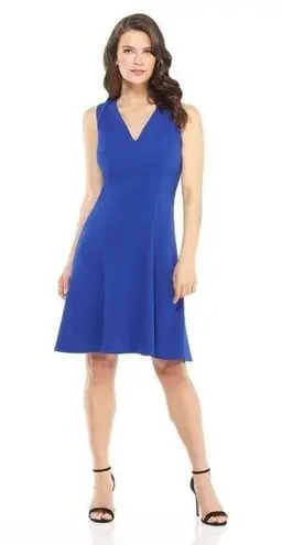 London Times  Sleeveless Fit and Flare Dress in Blue Size 14P NWT $60