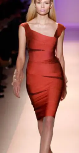 Herve Leger  Asymmetrical Bandage Dress in Brightflame Orange - Image 1