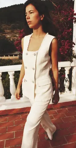 ZARA  METALLIC TWEED THREAD TEXTURED HIGH WAIST TROUSERS PANTS STRAIGHT LEG NEW