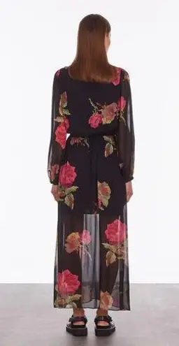The Kooples Floral Voile Maxi Dress - Black Size 1/ US Small “tiny flaws”