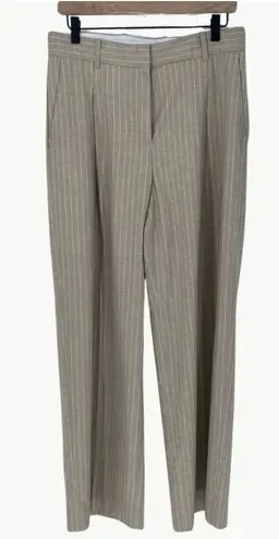 Amour Vert NWT Women’s Pleated Wide Leg Trouser | Sz 8 | Natural (Tan) Striped