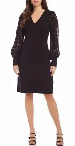 Karen Kane Long Sleeve A-Line Dress XS Black Lace Detail NEW