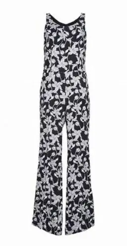 Sandro Paris Black White Floral Print Paradise Sleeveless Jumpsuit Size 4