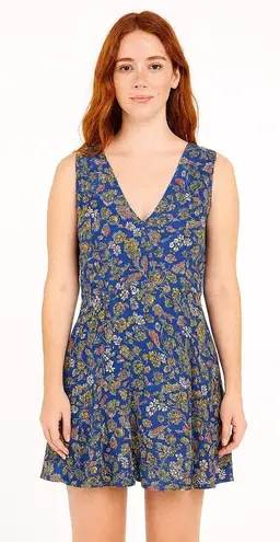 Blue and Yellow V Neck Sleeveless Sundress Size 10