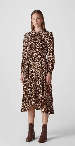 WHISTLE ANIMAL PRINT ESME DRESS SIZE 10 Brown