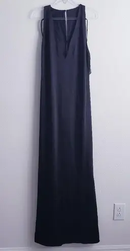 Club L London Emery Plunge Neck Strappy Satin Maxi Dress New With Tags Black Size 8