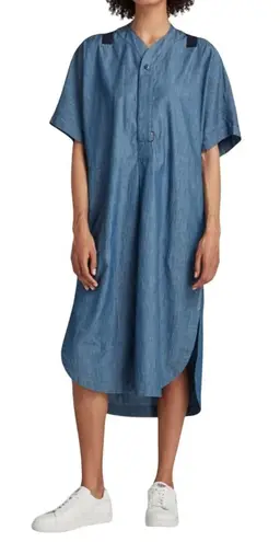 G Star Raw Baseball Scoop Hem Dress Womens XS Dark Blue Denim Chambray Relaxed