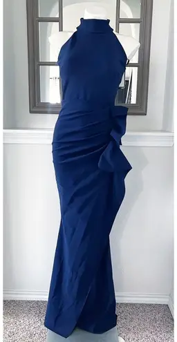 Chiara Boni La Petite Robe Gudrum Halter Ruffle Gown (Made in Italy) Size 16 NEW