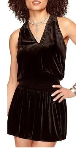 Ramy Brook Jerry Velvet Sleeveless V-Neck Short Mini Dress Black Women's Size S