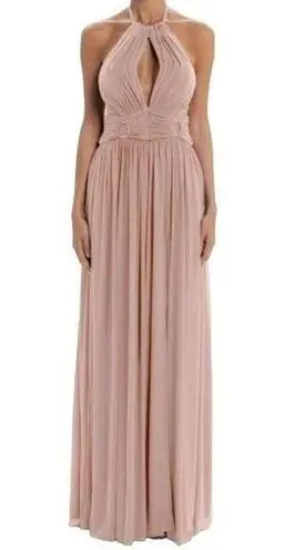 Forever Unique Keyhole Cutout Chiffon Maxi Gown Blush Pink Size 6 NWT