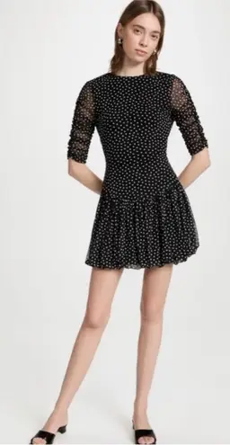 Black Halo polka dot flounce hem mini dress NEW
