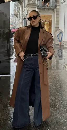 Newport News Newport New Leather Trench Coat