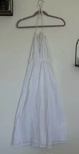 Raga Anthropologie Dress Maxi White Crochet Halter Empire Boho Swim Coverup S