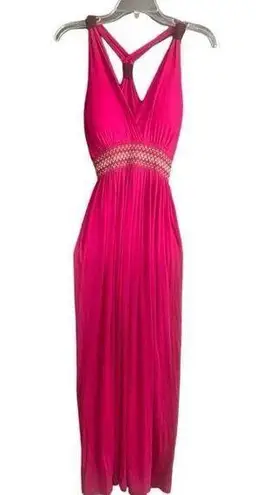 Pink Rose Pink Razorback V-Neck Maxi Dress. Size Large.