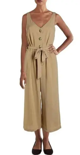 Max+Ash Jumpsuit Size Small Wide Leg Cropped Sleeveless NWT Tan