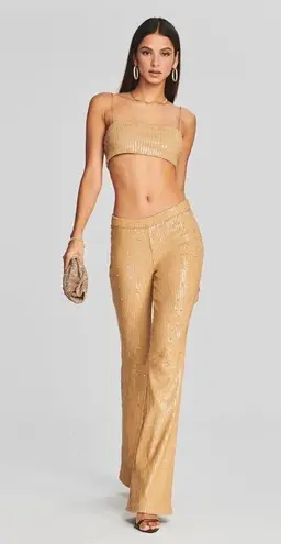 Retrofête Vaani Bra in Nude Large New Womens Squins Crop Tank Top Brown