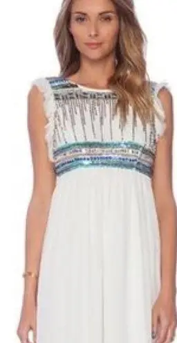 Tularosa  embellished beaded stella off white sleeveless maxi dress wedding guest