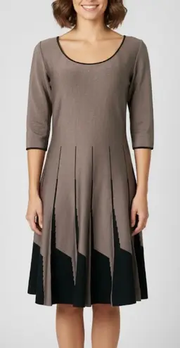 Peruvian Connection Mini Dress in Tan and Black 100% Pima Cotton Size Small