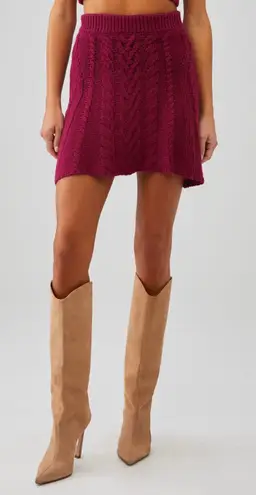 For Love & Lemons Magenta Cable Knit Layton Mini Skirt S