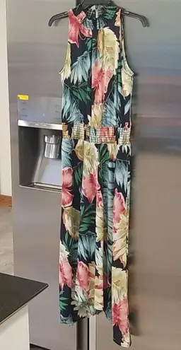 Veronica M ππ Smocked Waist Halter Maxi Dress Floral