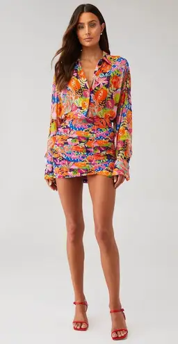 Rococo Sand Plum Shirt size Large button down metallic Retrofete fashion pass Red