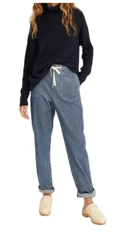 J.Crew Womens Tie waist camp pant in indigo dyed corduroy Size M Blue Size M