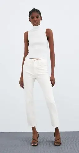 ZARA NWT  High Rise Ankle Length Slim Jeans in White sz 2