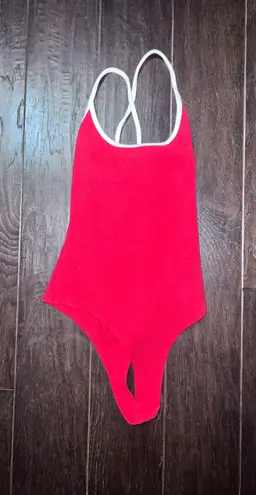 American Threads Red And White Bodysuit