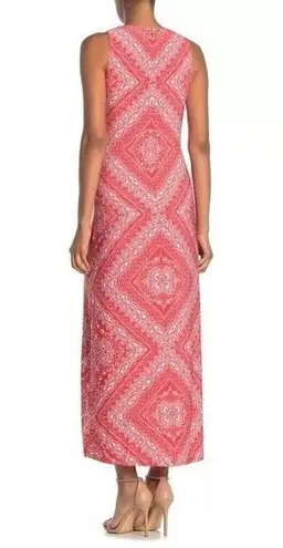 Eliza J Maxi Dress 4 Red Geo Bandana Print Sleeveless Stretch Jersey Feminine