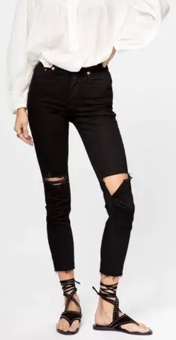 RE/DONE NWT  90s High Rise Loose In Jet Black With Rips