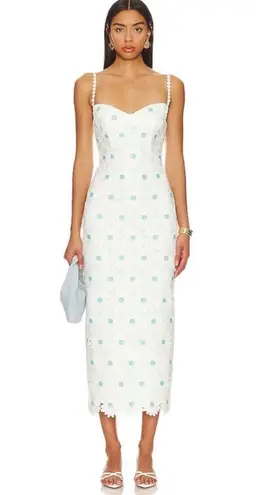 Saylor Calibria Daisy Embroidered Midi Dress in White EUC