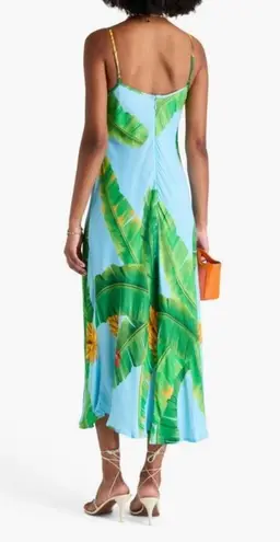 Farm Rio ๐๐ Blue Fresh Bananas Midi Dress ~ Tropical Banana Leaf Print XL NWT