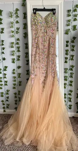 Tiffany Designs Champagne Sequins Dress