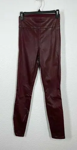 Level 99 Faux Leather Coated Legging Pant Red