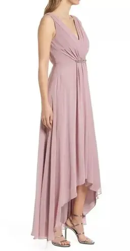 Eliza J Pleated Embellished High-Low Gown rose pink size 6 NWT