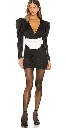 Ronny Kobo Black White Satin Margo Dress Big Bow Cocktail Holiday Dress Size M