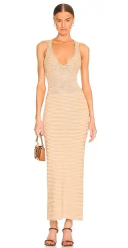 Torn By Ronny Kobo Darcey Snowy Knit Crochet Dress in Lark and White Medium