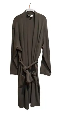 L.L.Bean Waffle Knit Robe Belted Lounge Bathrobe Sage Green Size XL