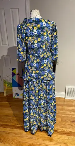 MELLODAY Floral Flowy Ruffle Layer Bright Short Sleeve V Neck Brunch Wedding Guest