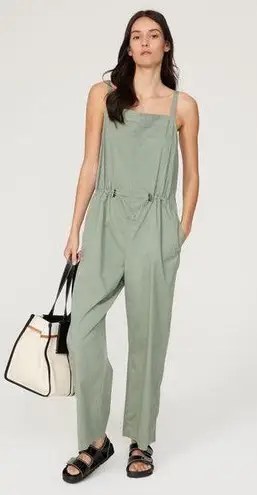 Pistola Green Cotton Blend Cinched Waist Square Neckline Adela Jumpsuit Size M