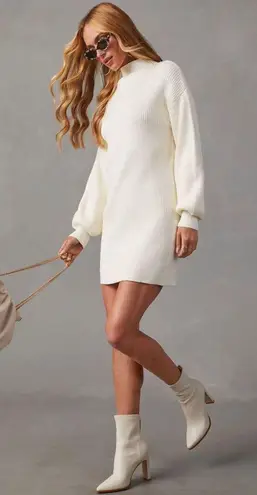 VICI Dolls Anastasia Mock Neck Sweater Dress Cream Large