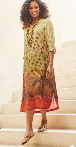 Soft Surroundings boho midi dress with pockets jungle print women Size XLarge