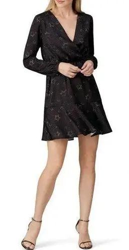 Slate + Willow  Black Star Printed Faux Wrap Dress Size Large $225