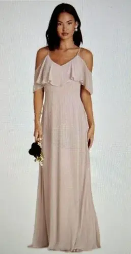 Birdy Grey Jane Convertible Chiffon Maxi Dress Gown in Taupe Size M