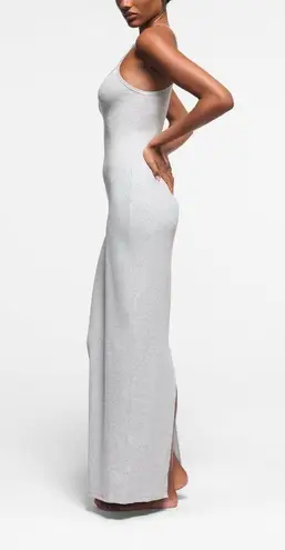 SKIMS Cotton Rib Long Cami Dress in Light Heather Grey, Size Small