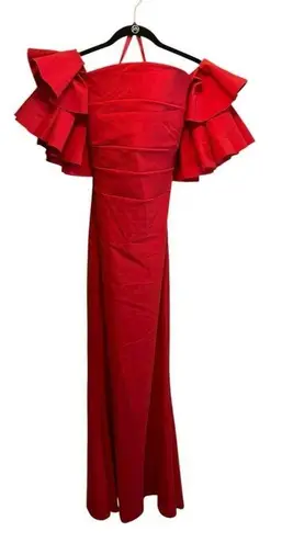 Chiara Boni La Petite Robe Pavarti Off Shoulder Gown Passion Red Size 14 NWT