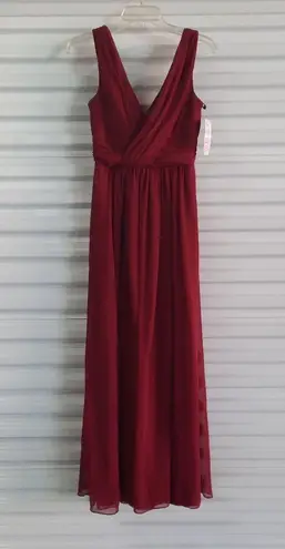Dessy Collection Vivian Diamond Dress Womens Size 4 Burgundy Maxi Evening Gown