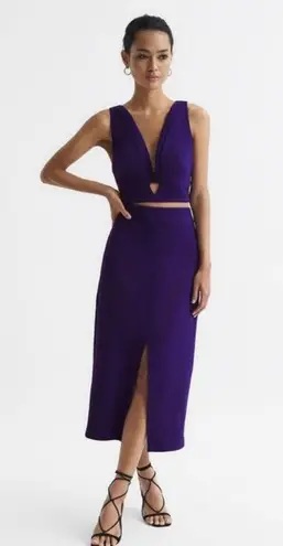 Reiss NWT MAISIE DEEP V-NECK CROP TOP Color Purple Size 0
