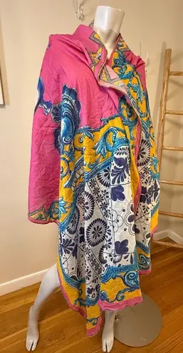 Shawl Wrap Scarf Sarong Baroque Ornate Vase Floral Gold Pink Large