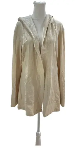 Basin Range Beige Knit Hooded Cardigan Duster Open Front Long Sleeve XL Tan - Image 1